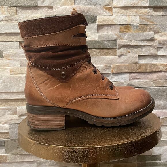 Dromedaris Kara Taupe Brown Leather Combat Boots EU 39, 8.5, 9 | Lined Portugal - Picture 5 of 12